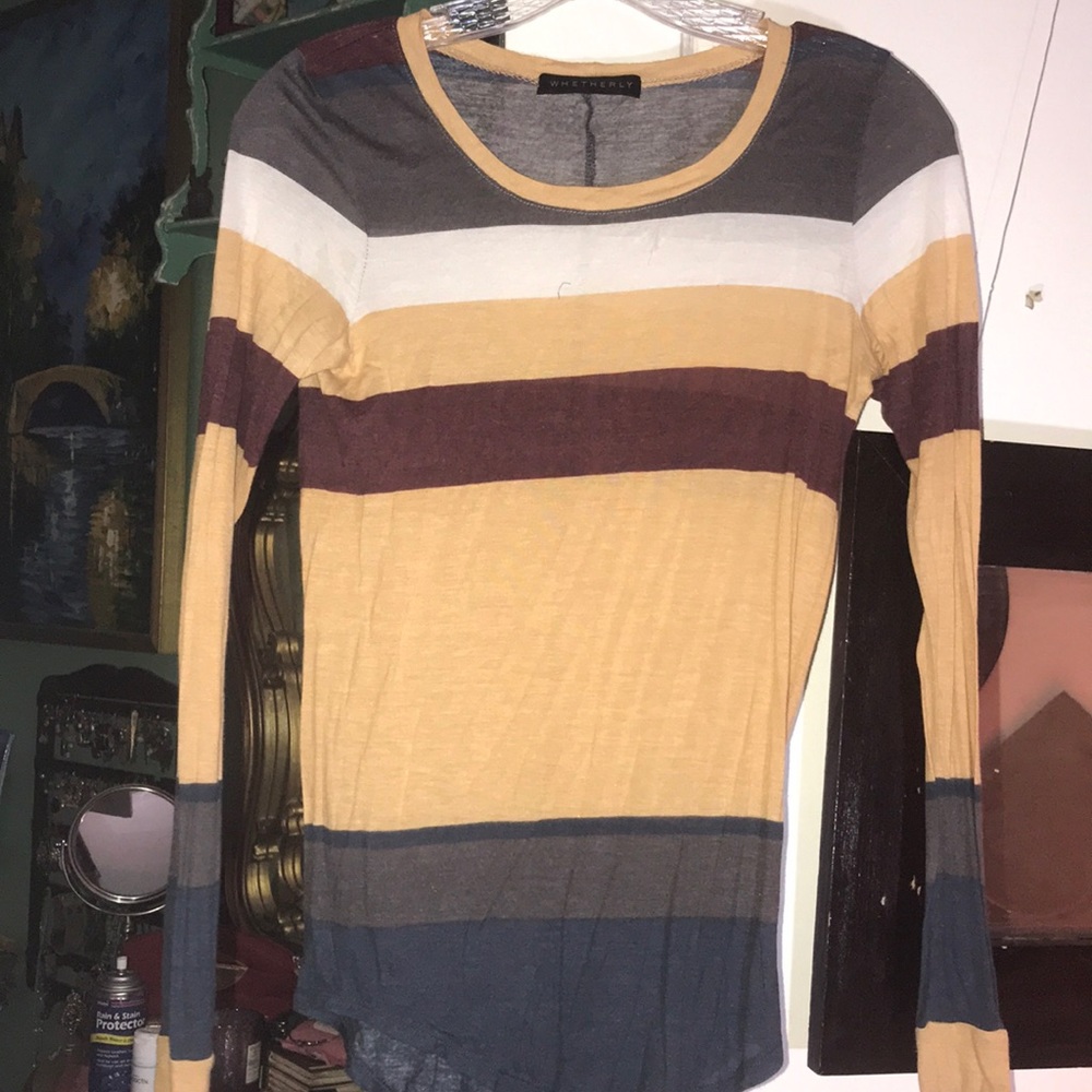 WHETHERLY Long sleeve color block shirt M